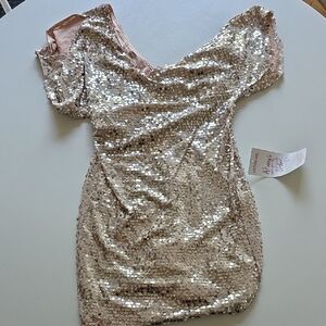 As U Wish - Sequin Off-Shoulder Dress